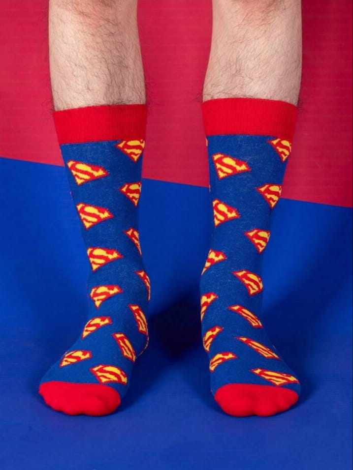 THEPAIR Cartoon Animation  All Over Supermen Logo Printed Socks